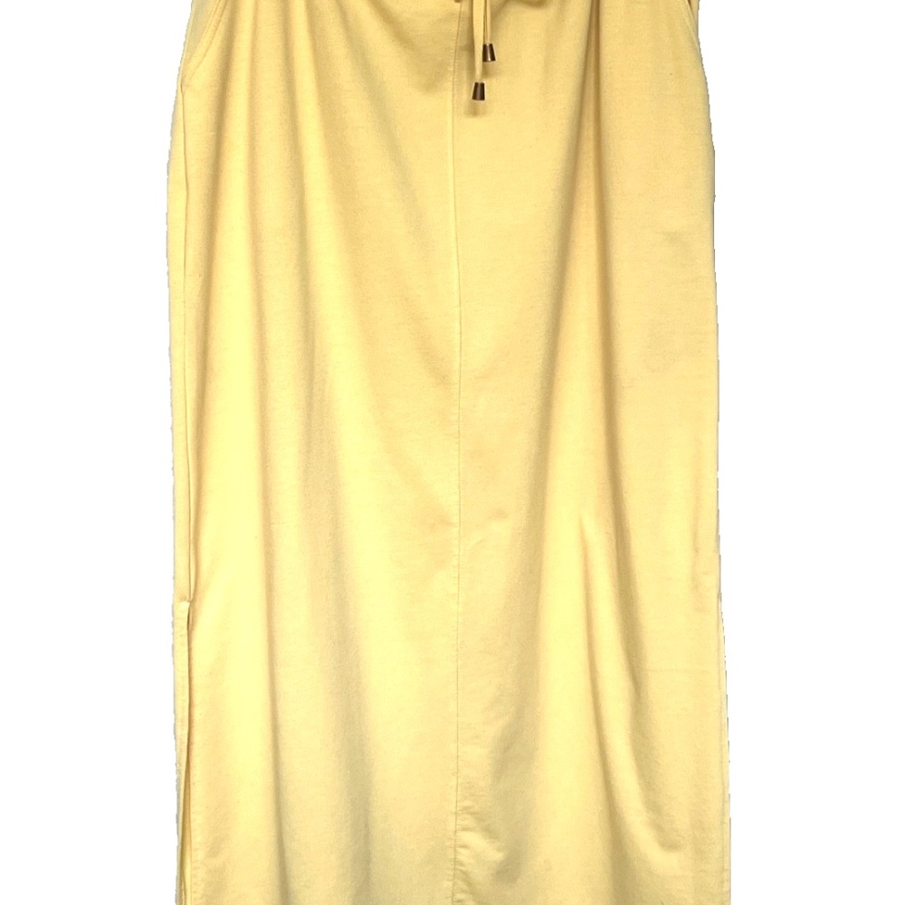Koret Skirt Maxi Pull on Drawstring Waist Side Slit Yellow iz XL Fleece Straight